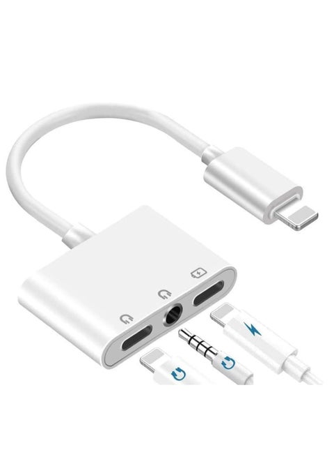 3.5mm Headphone Jack Adapter for iPhone/iPad - 3in1 Dual Audio Splitter with Lightning & USB-C Charging Port, Compatible with iPhone 15/14/13/12/11/SE/XS/XR/X/8/7, iPad Pro/Air/Mini, Galaxy S Series, Pixel, and More