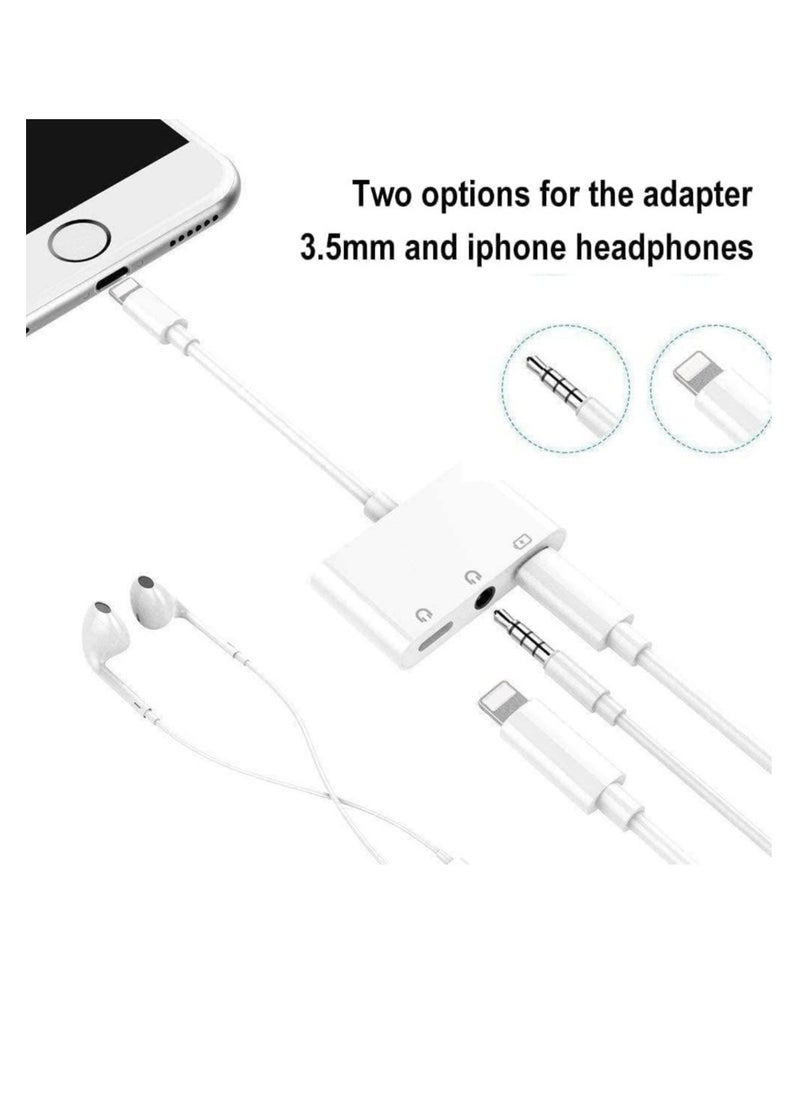 Generic - 3.5mm Headphone Jack Adapter for iPhone/iPad - 3in1 Dual Audio Splitter with Lightning & USB-C Charging Port, Compatible with iPhone 15/14/13/12/11/SE/XS/XR/X/8/7, iPad Pro/Air/Mini, Galaxy S Series, Pixel, and More - Image 1