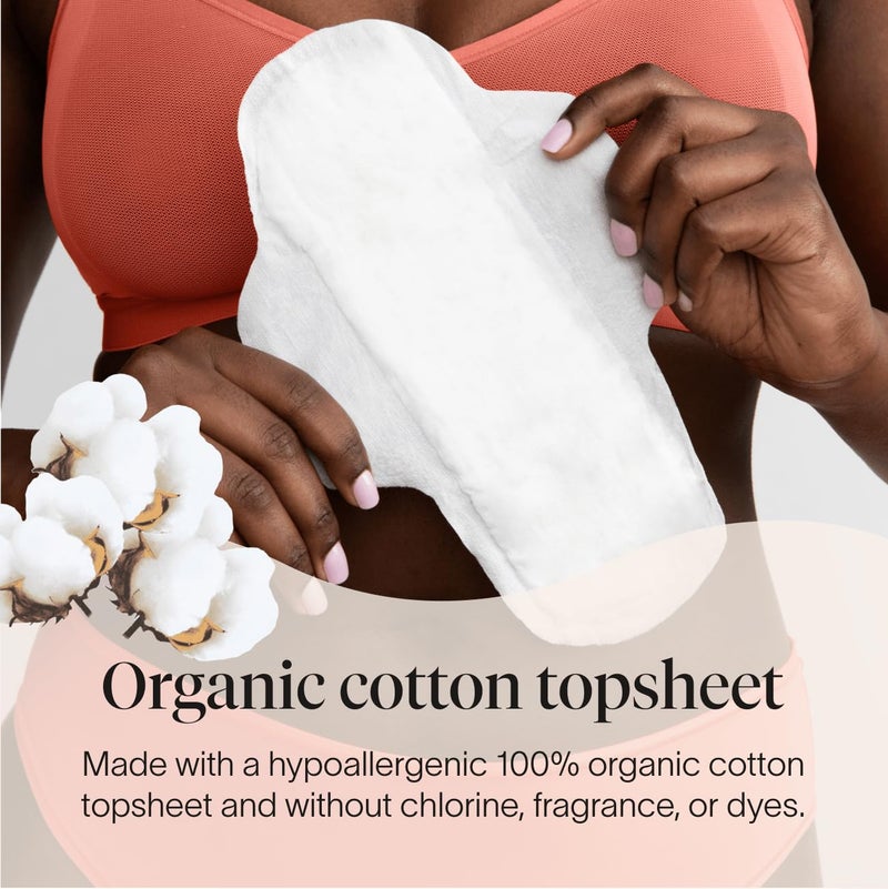 Cora 100% Organic Cotton Topsheet Pads | Ultra Thin Period Pads with Wings | Overnight Absorbency | Ultra-Absorbent Sanitary Pads for Women (36 Count) - Image 2