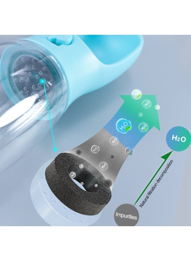 زجاجة ماء للحيوانات الأليفة للكلاب والقطط مع تخزين طعام للتنزه والمشي مغذي محمول 2 في 1 أبيض 550 مل - Image 3