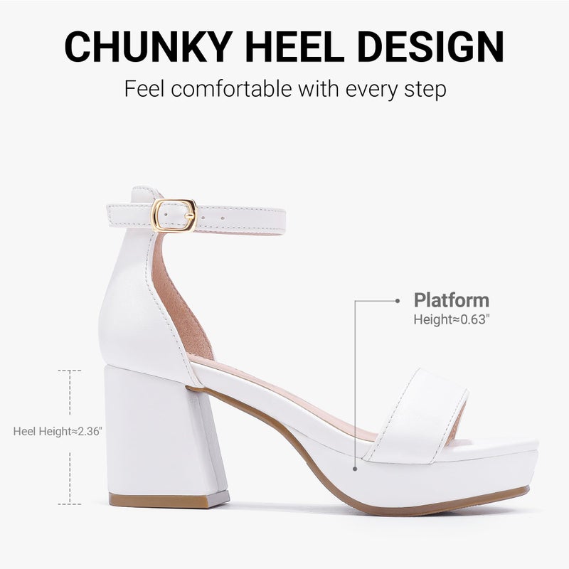 LAURMOSA Girls Dress Sandals Flower Girl Dress Shoes Size 2 White Heels for Kids High Heels Open Toe Ankle Strap Wedding Party Eatser First Communion Church Shoes Big Kids White Wedges (L1038PWhite 2) - Image 5