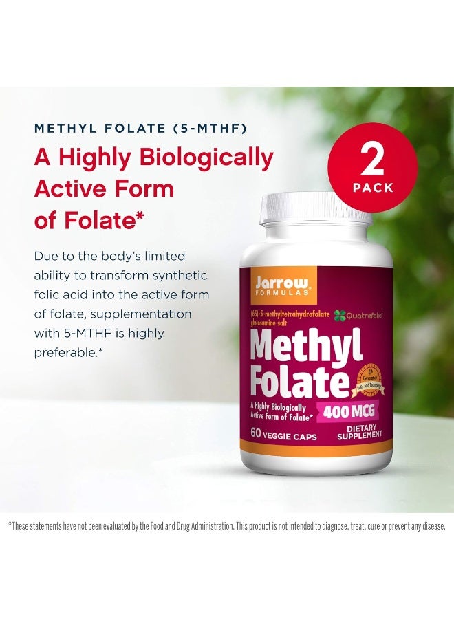 جارو فورملاز ميثيل فولات 400 ميكروغرام - 60 كبسولة نباتية، عبوة من 2 - شكل نشط بيولوجيًا للغاية من حمض الفوليك - تقنية حمض الفوليك من الجيل الرابع - 120 حصة إجمالية - Image 3