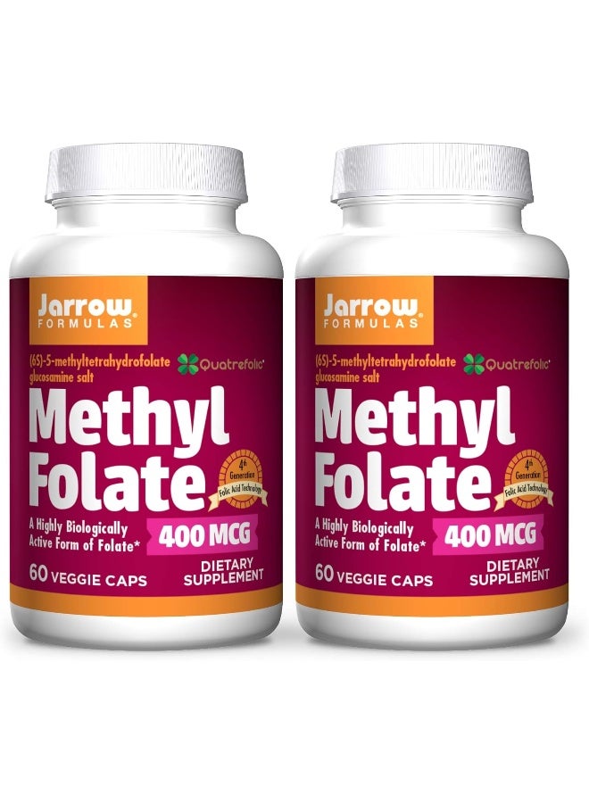 جارو فورملاز ميثيل فولات 400 ميكروغرام - 60 كبسولة نباتية، عبوة من 2 - شكل نشط بيولوجيًا للغاية من حمض الفوليك - تقنية حمض الفوليك من الجيل الرابع - 120 حصة إجمالية - Image 1