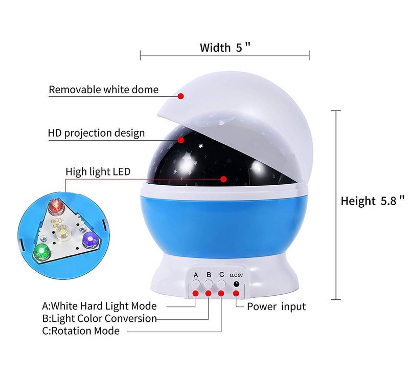 Chocozone Projector Lamp, Star Light Rotating Projector, Star Projector Lamp with Colors and 360 Degree Moon Star Projection with USB Cable,Lamps for Kids Room (Random Colour) (Star Master) - Image 5