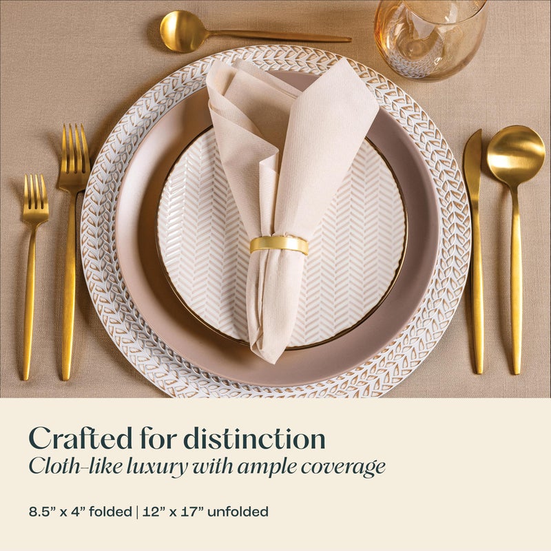 Servietto 50-Pack Disposable Linen-Feel Caramel Napkins  12"" x 17"" Cloth-Like Paper Dinner Napkins For Wedding  Bathroom  Party Or Event  - Image 3