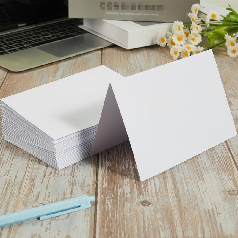 Toperd 50 Pack Blank Cards Folded Cardstock Thank You Blank Greeting Cards for Invitations, Wedding, Greeting Cards, All Occasion DIY, 4x6 Folded Cards White - Image 3