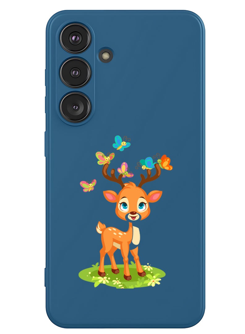 Theodor Protective Slim Fit Case Liquid Silicone Cover with Full Body Protection Anti-Scratch Shockproof Case For Samsung Galaxy S25 (Blue) - deer  - Image 1