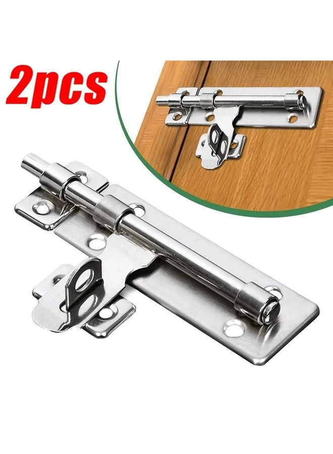 2Pcs Antique Style Flip Door Bolt Lock Stainless Steel Anti Theft Hanging Latch - Image 2
