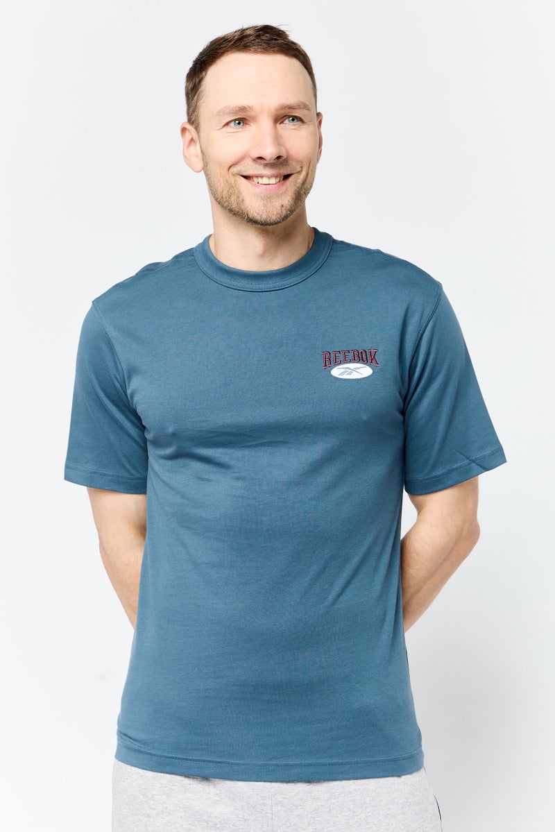 Reebok Men Sportswear Fit Short Sleeve Outdoor T-Shirt, Slate Blue - Image 1