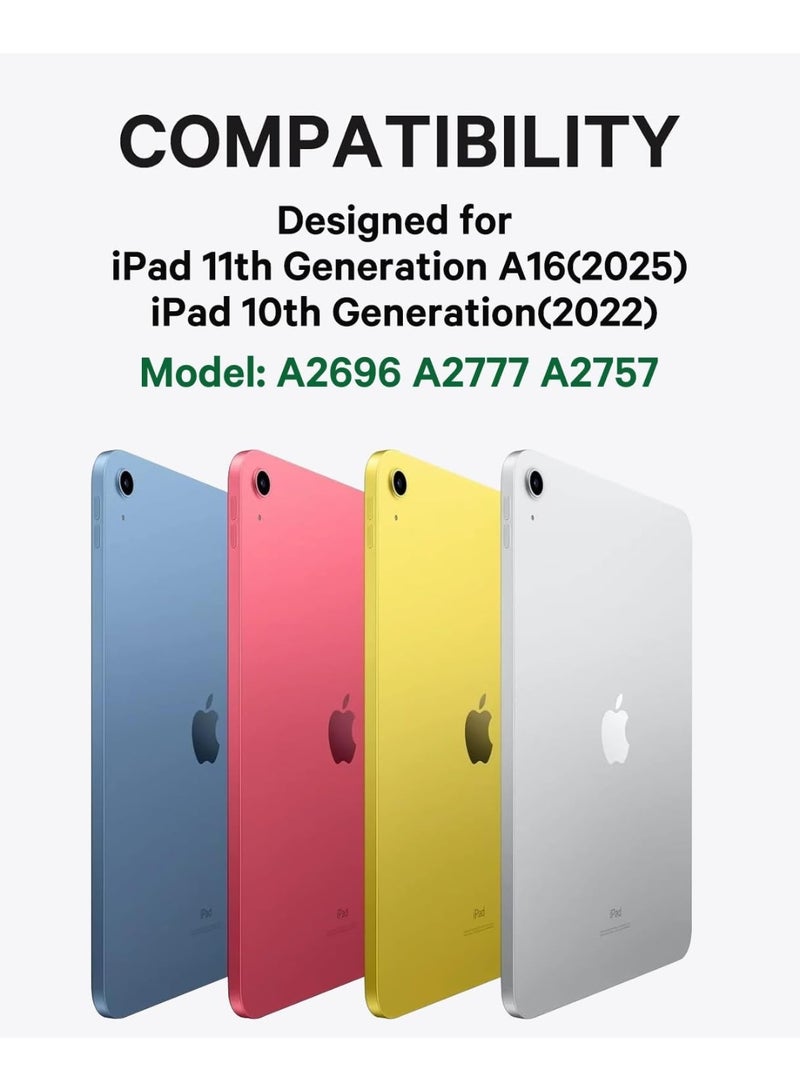 جراب لوحة مفاتيح لجهاز iPad الجيل الحادي عشر (A16، 2025) / الجيل العاشر (2022)، غطاء مقاوم للبقع، إضاءة خلفية بسبعة ألوان، جراب لوحة مفاتيح قابل للفصل مع لوحة لمس وحامل قلم، أحمر - Image 2