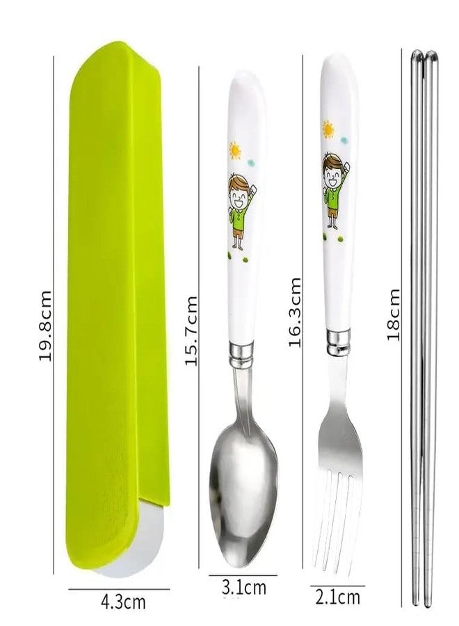 CREWLA 4 Pieces Cutlery Set of Spoon, Fork, Chopsticks - Reusable Tableware Cutleries with Case - Dining Accessories Sets for Travel, Office, Home - Image 5