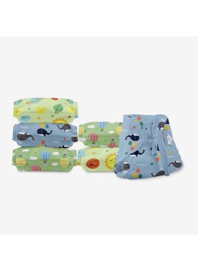 Superbottoms Dry Feel Langotpack Of 6For Unisex Baby Organic Cotton Padded Nappy Langot With Gentle Elastics & A Superdryfeel Layer On Top (Size 0 (Fits 05 Kg) Day Dreamer)  - Image 1