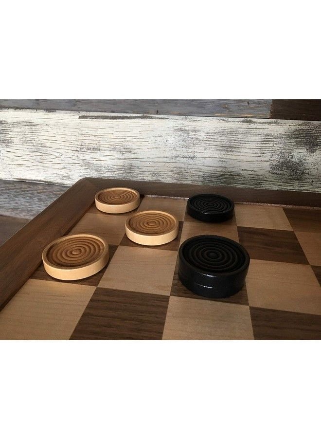 WE Games Checkers Pieces Only Wooden Checker Board Game Pieces 24 Brown And Natural Stackable Player Pieces With A Drawstring Storage Bag 2 Inch Diameter Carved Versatile Game Pieces  - Image 5