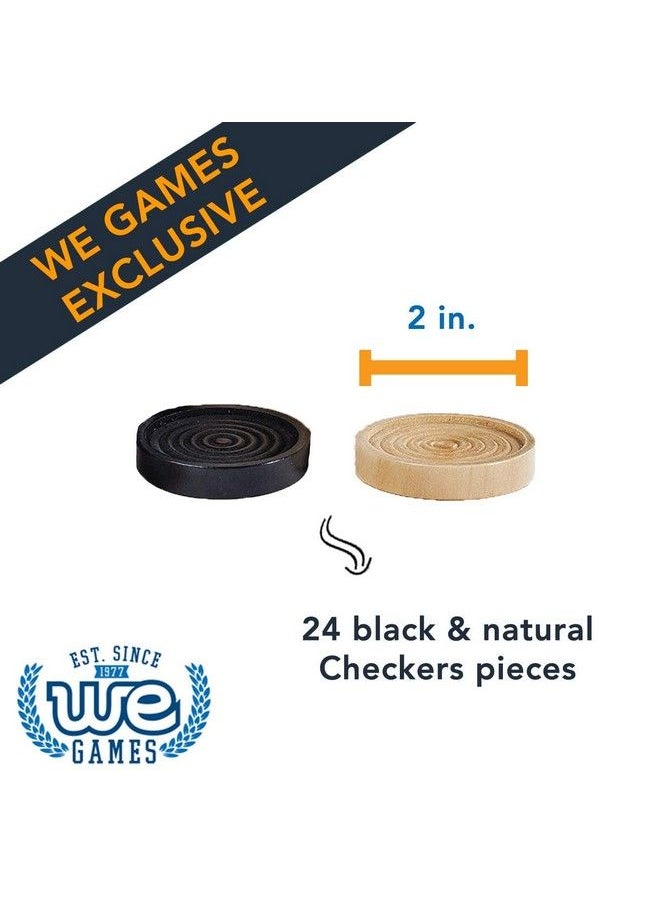 WE Games Checkers Pieces Only Wooden Checker Board Game Pieces 24 Brown And Natural Stackable Player Pieces With A Drawstring Storage Bag 2 Inch Diameter Carved Versatile Game Pieces  - Image 4