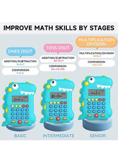 Garlo Electronic Math Games for Kids 4-6-8,Dinosaur Calculator for Kids with Music,Addition,Subtraction,Multiplication & Division,Learning Educational Toys Gifts for Boys Girls Age 4 5 6 7 8+  - Image 3