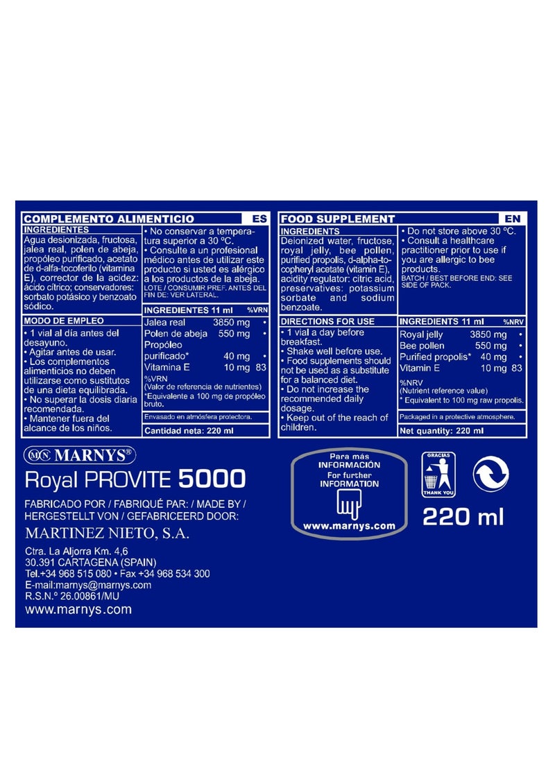 Marnys Royal Provite 5000 - Natural Energy & Immune Support with Concentrated Royal Jelly - Propolis - Bee Pollen - Vitamin E - 20 Drinkable Vials - buy 1 get 1 free - Image 3