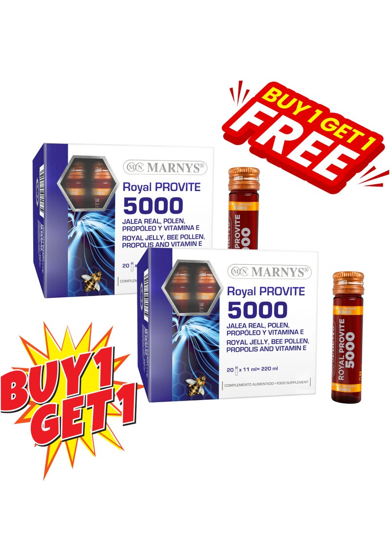 Marnys Royal Provite 5000 - Natural Energy & Immune Support with Concentrated Royal Jelly - Propolis - Bee Pollen - Vitamin E - 20 Drinkable Vials - buy 1 get 1 free - Image 1