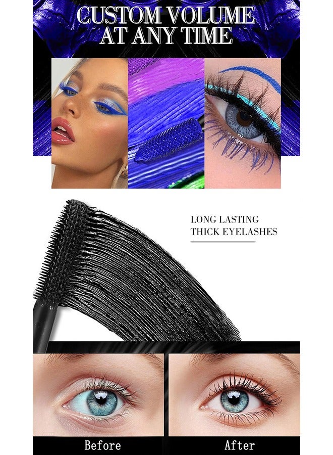 Maxfine 5D Cobalt Blue Mascara Eye Makeup Colored Mascara Waterproof Fast Dry Eyelashes Volumizing Lengthening Eye Lashes No Smudging No Clumping  - Image 4