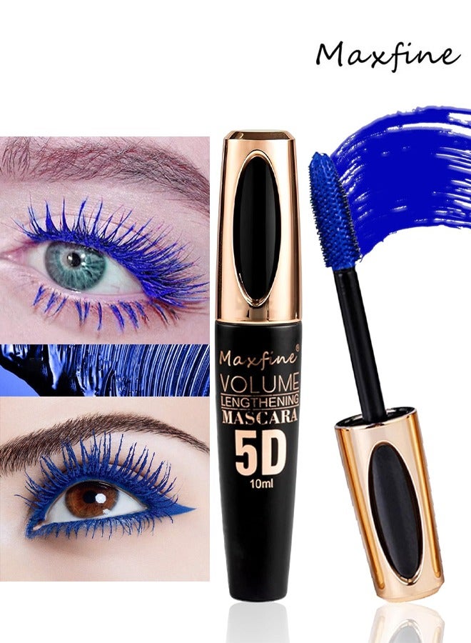 Maxfine 5D Cobalt Blue Mascara Eye Makeup Colored Mascara Waterproof Fast Dry Eyelashes Volumizing Lengthening Eye Lashes No Smudging No Clumping  - Image 1
