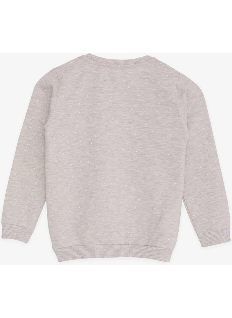 Breeze Girl's Sweatshirt with Text Printed Pattern, Age 3-7, Beige Melange