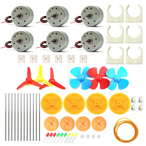 EUDAX 6 Set Mini Generator Motors 3V-12V DC Motor Electric Motor with Propellers Fan Leaf for DIY Electronic Toys Wind Turbine Hand Cranked Power Model School Project Educational Physics Experiment - Image 1