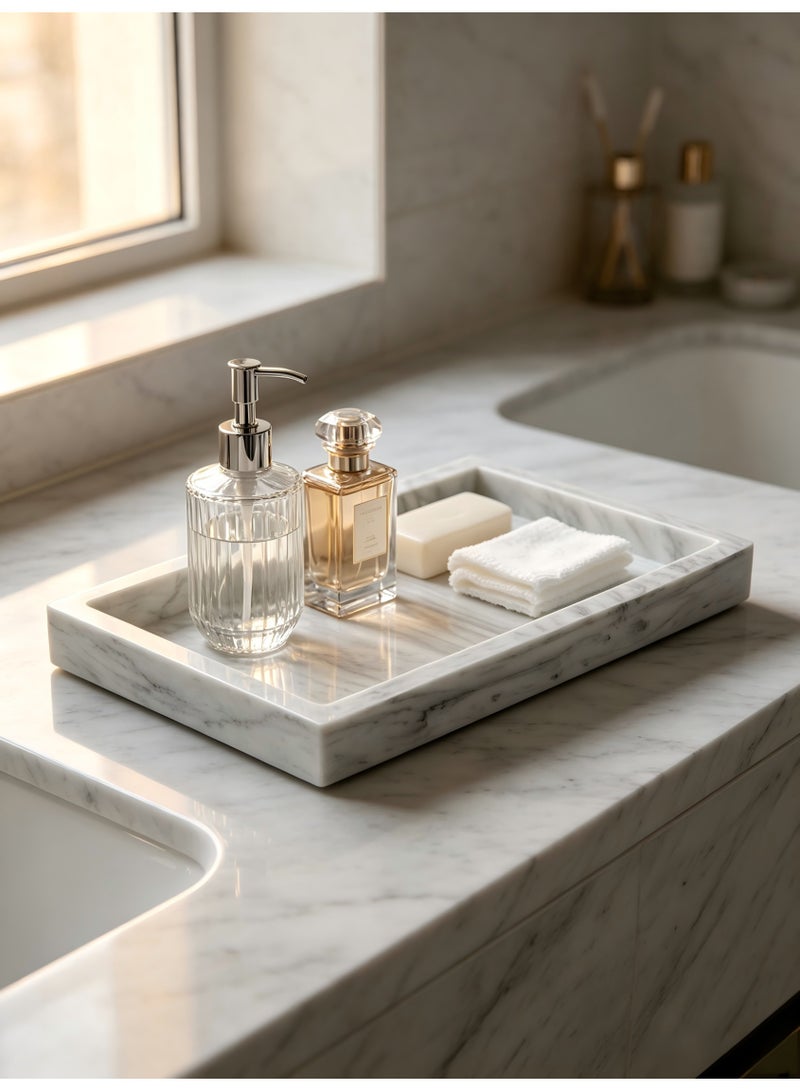 DIKOCO 2 pack Rectangle Decorative Tray Serving Tray, Silicone Make Up Decorative Trays Face Towel Tray Vanity Tray for perfume Cosmetics ,Towel Tray Holds Candles, Bathroom Soap Dish Tea Tray - Image 2
