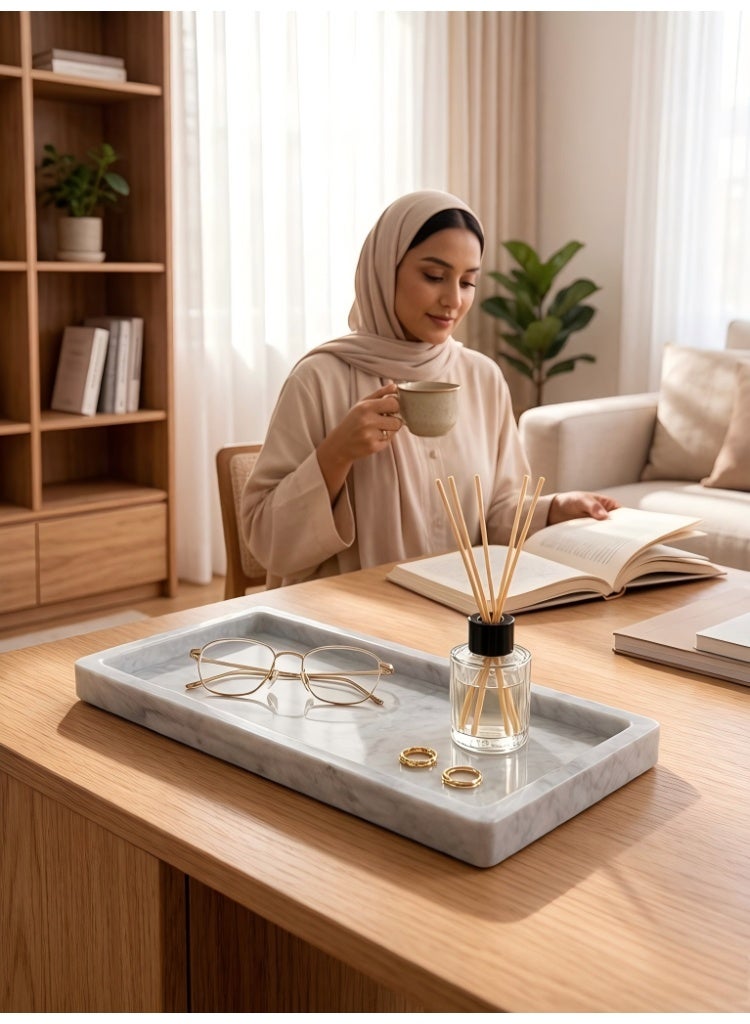 DIKOCO 2 pack Rectangle Decorative Tray Serving Tray, Silicone Make Up Decorative Trays Face Towel Tray Vanity Tray for perfume Cosmetics ,Towel Tray Holds Candles, Bathroom Soap Dish Tea Tray - Image 3