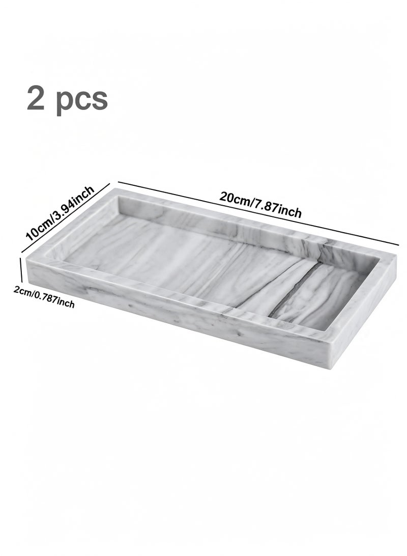 DIKOCO 2 pack Rectangle Decorative Tray Serving Tray, Silicone Make Up Decorative Trays Face Towel Tray Vanity Tray for perfume Cosmetics ,Towel Tray Holds Candles, Bathroom Soap Dish Tea Tray - Image 4