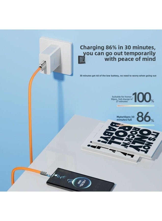 Metal Head Android Rotatable Flash Charging Data Line Fast Charging Wire 6A For Vivo Millet Huawei OPPO Glory-Color:240w Turning Wheel With Light 【millennium Orange】 Flat Round Blind Plug-【 2m 】 Upg - Image 5