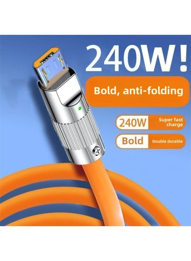 Metal Head Android Rotatable Flash Charging Data Line Fast Charging Wire 6A For Vivo Millet Huawei OPPO Glory-Color:240w Turning Wheel With Light 【millennium Orange】 Flat Round Blind Plug-【 2m 】 Upg - Image 4