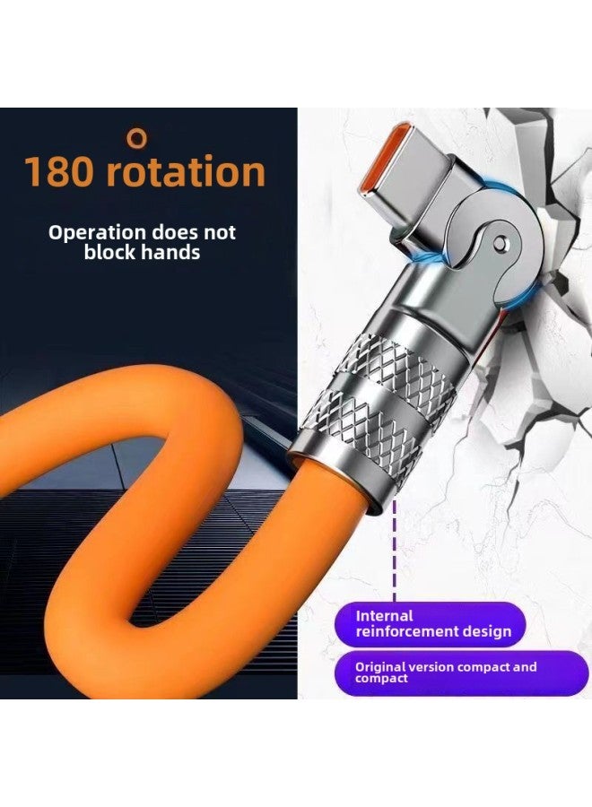Metal Head Android Rotatable Flash Charging Data Line Fast Charging Wire 6A For Vivo Millet Huawei OPPO Glory-Color:240w Turning Wheel With Light 【millennium Orange】 Flat Round Blind Plug-【 2m 】 Upg - Image 2