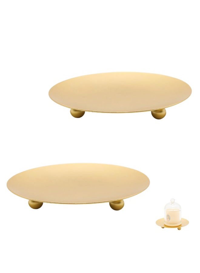 Adyoney 2Pcs Iron Plate Candle Holder Set - 3.54 Inch Decorative Pedestal Candle Stands for Home, Wedding, and Birthday Parties - Elegant Gold Candle Holders for Stylish Décor - Image 1
