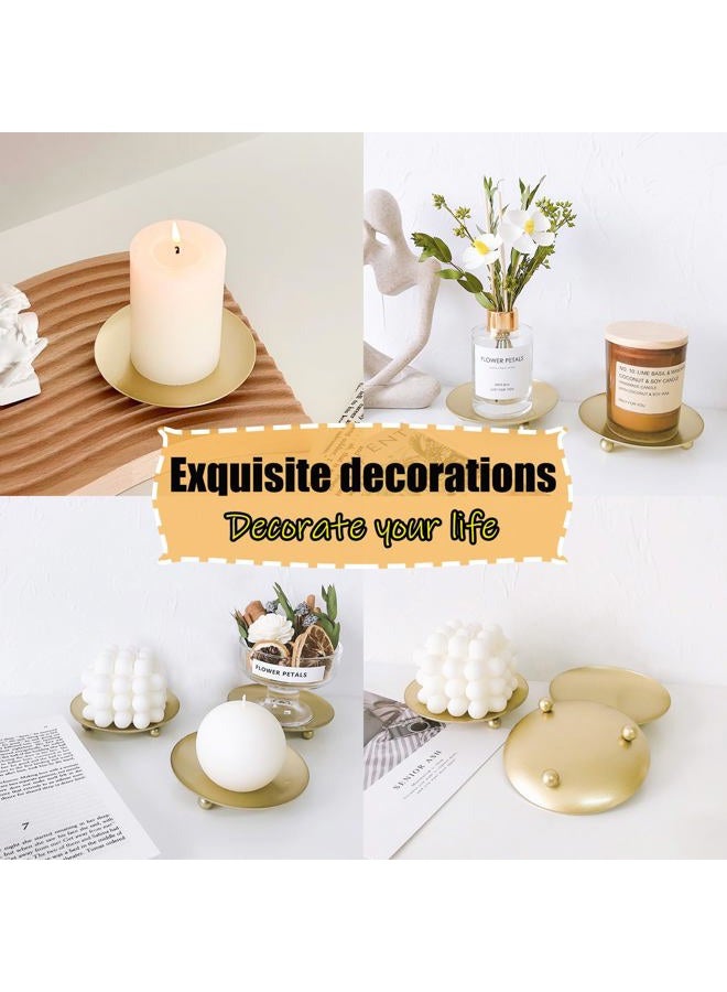 Adyoney 2Pcs Iron Plate Candle Holder Set - 3.54 Inch Decorative Pedestal Candle Stands for Home, Wedding, and Birthday Parties - Elegant Gold Candle Holders for Stylish Décor - Image 5