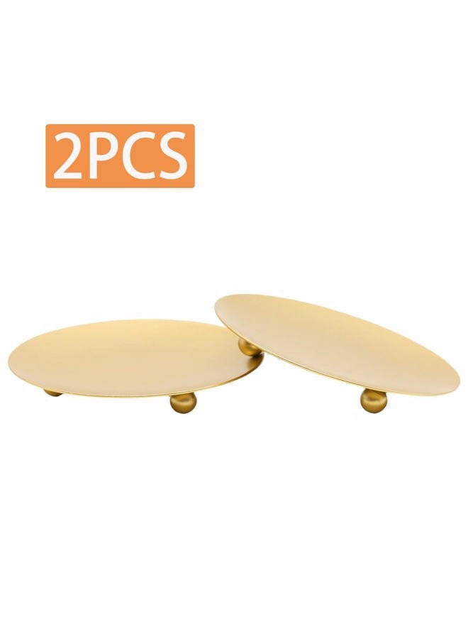 Adyoney 2Pcs Iron Plate Candle Holder Set - 3.54 Inch Decorative Pedestal Candle Stands for Home, Wedding, and Birthday Parties - Elegant Gold Candle Holders for Stylish Décor - Image 3