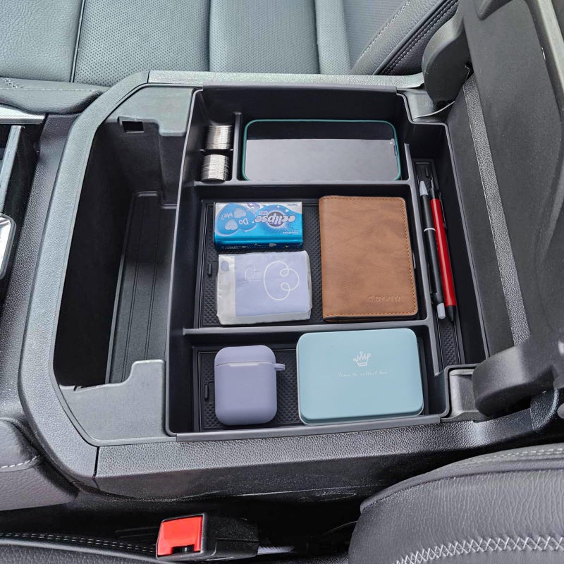 TOPINSTALL PowerSliding Console Tray Compatible with 20212025 Chevy TahoeSuburbanGMC Yukon AccessoriesFullSize Armrest Organizer Black Not for Standard Console with Charging Socket