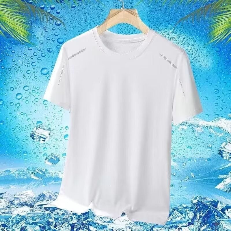 Ice Silk Mesh Short-sleeved T-shirt Mens Summer Quick-drying Sports Top Cool-feeling Running Casual Summer Elastic T-shirt Dark gray - Image 2