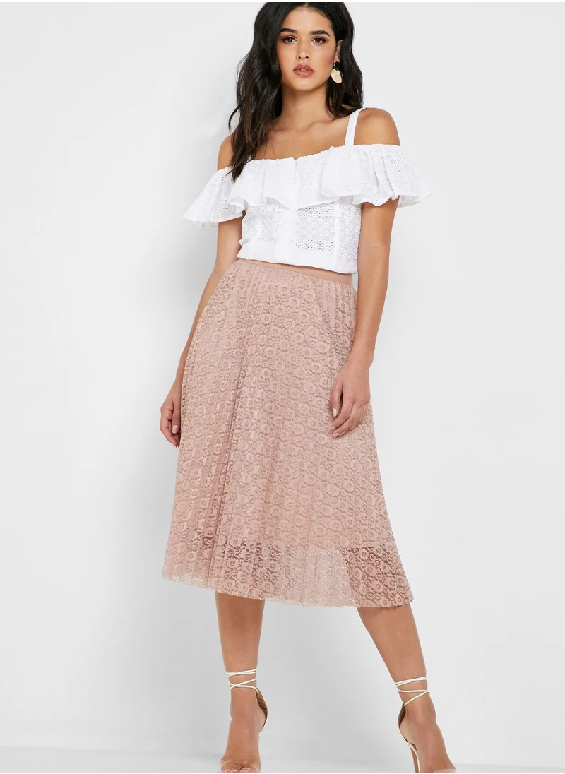 Reserved Pleated Lace Skirt