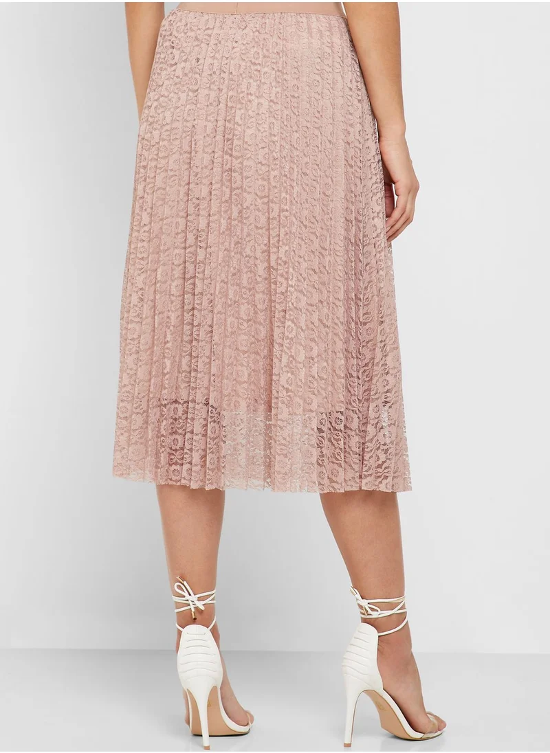 Reserved Pleated Lace Skirt
