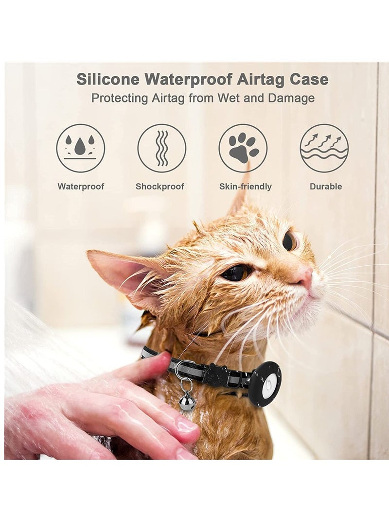 Generic Cat Collar for Airtag Reflective Cat Collar with Bell and Safety Buckle, with Waterproof Holder Compatible with Adjustable 22-35cm  - Image 4