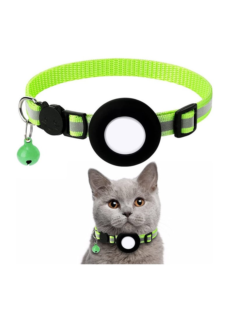 Generic Cat Collar for Airtag Reflective Cat Collar with Bell and Safety Buckle, with Waterproof Holder Compatible with Adjustable 22-35cm  - Image 1