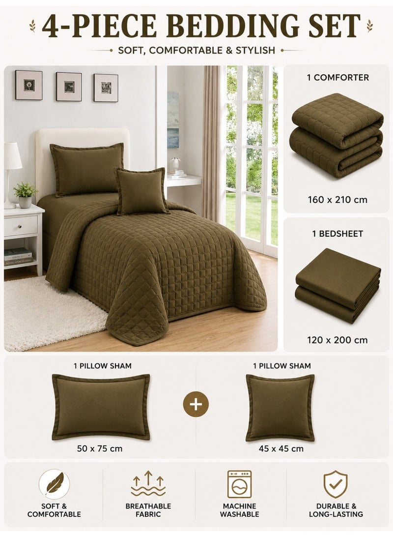 سليب نايت طقم لحاف سليب نايت 4 قطع مقاس مفرد 160 × 210 سم طقم سرير قابل للانعكاس مزدوج   بلون سادة لجميع الفصول - Image 2