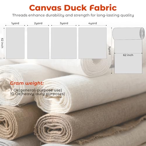 UBCGOTT Natural Cotton Duck Canvas Fabric, 60 inches Wide, Heavyweight, for Arts and Crafts (Natural 7oz, 1 Yard) - Image 5