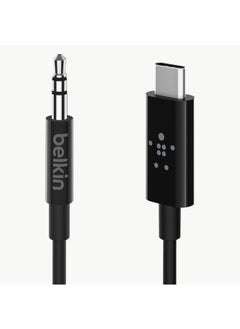belkin RockStar USB-C to 3.5mm Aux Cable | 3-Ft  Audio Cable, PVC Jacket with Aluminum Heads, Heavy Duty, for iPhone 15, Samsung Galaxy S23, Z Fold, iPad, MacBook, Pixel, more - Black  - Image 2