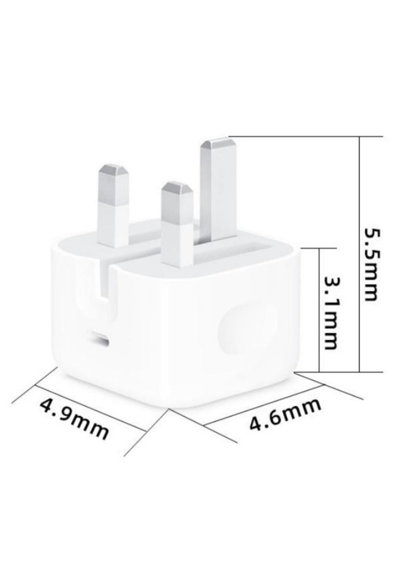 Generic - 20W USB-C Power Adapter For iPhone 15 Pro max/15 Pro/15 plus/15/14 Pro Max/13 Pro Max/14/13/iPad  white - Image 1