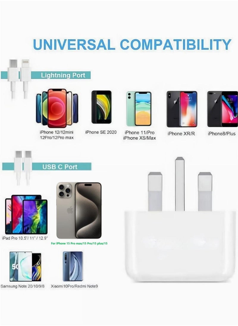 Generic - 20W USB-C Power Adapter For iPhone 15 Pro max/15 Pro/15 plus/15/14 Pro Max/13 Pro Max/14/13/iPad  white - Image 1