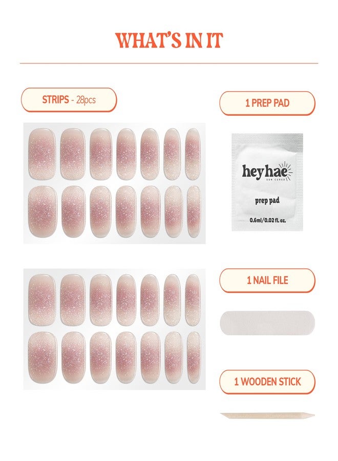 Heyhae Semi Cured Gel Nail Strips | Sun-Cured No LED Lamp Needed Easy Apply & Remove | Includes 28 strips, 1 Prep Pad, 1 Nail File & 1 Wooden Stick - Hey, Picnic Date? - Image 3