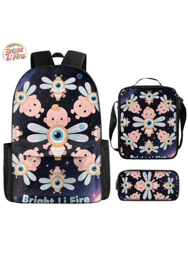 Bright Li Fire Three-piece set of cartoon bags, easily cope with various occasions (students, children, friends' outings, mountain climbing, schooling, etc.) | Backpack + hand-held + stationery bag | School season/holiday gifts - 113 - Image 1