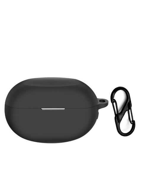 Silicone Case for Realme Buds Air 6 Pro Bluetooth Headset Protective Cover with Carabiner (Black)