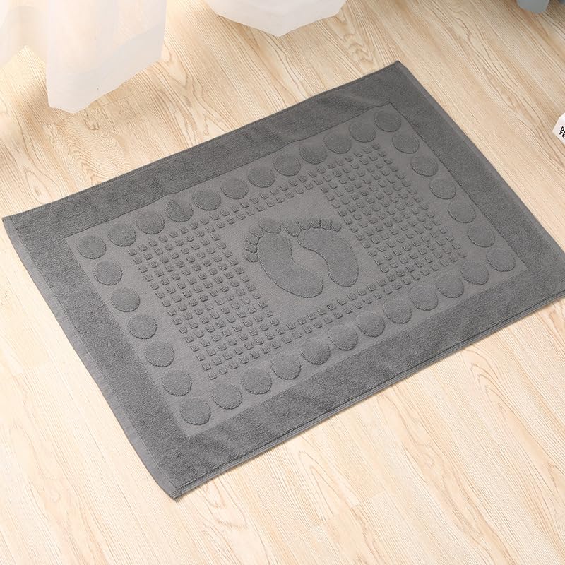 Namzi Bath Mats Not a Bathroom Rug Cotton Banded Machine Washable Shower Bathroom Floor Towel Terry Towelling Tub Shower Bathroom Mat Feet Grey - Image 1