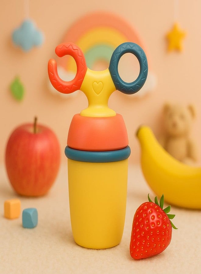 AEREX Silicone Fruit Pacifiers with Handle Soft Nibbler Baby Food Nibler Chewing Nibbler for Babies Teether Baby Fruit Pacifiers for Newborn Babies (Yellow) - Image 1
